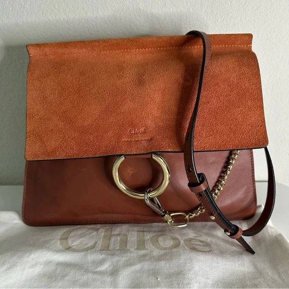 CHLOE Faye Medium Suede Shoulder Bag - Picture 1 of 12